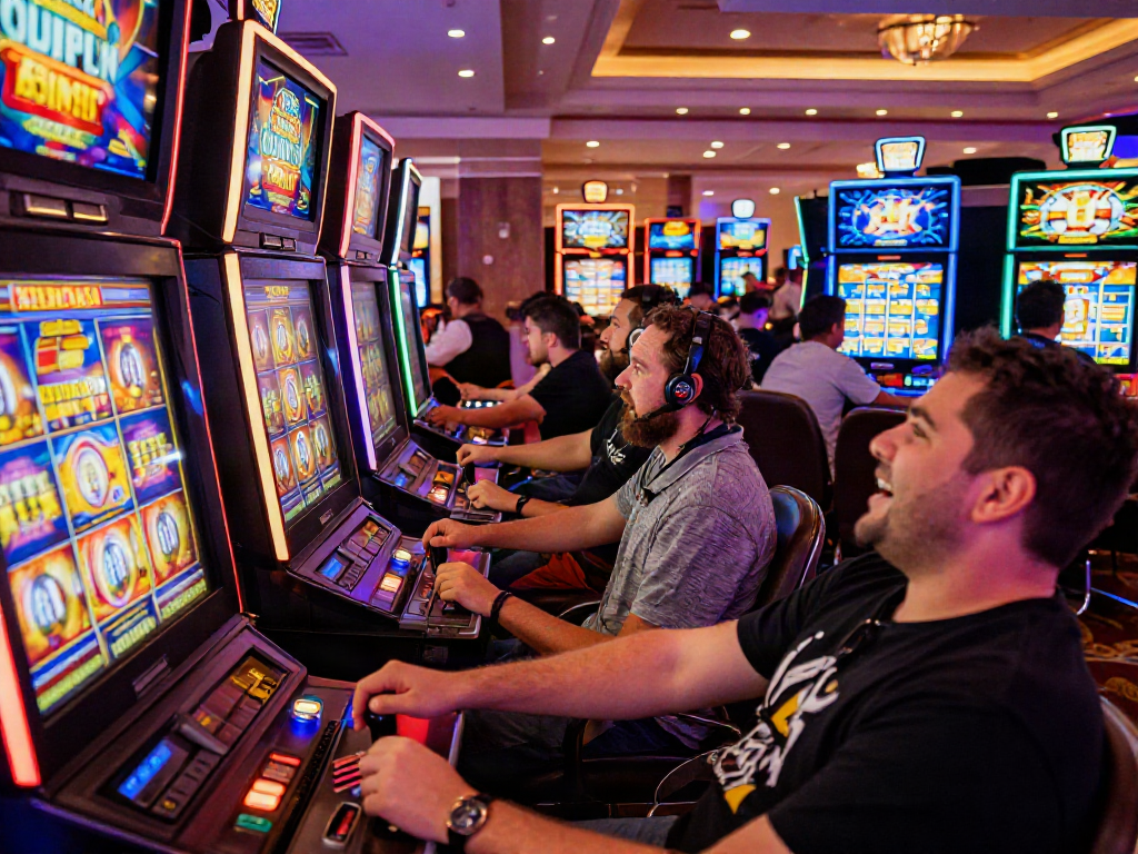 Players enjoying slots that accept credit cards in a vibrant casino environment, highlighting excitement and gaming variety.