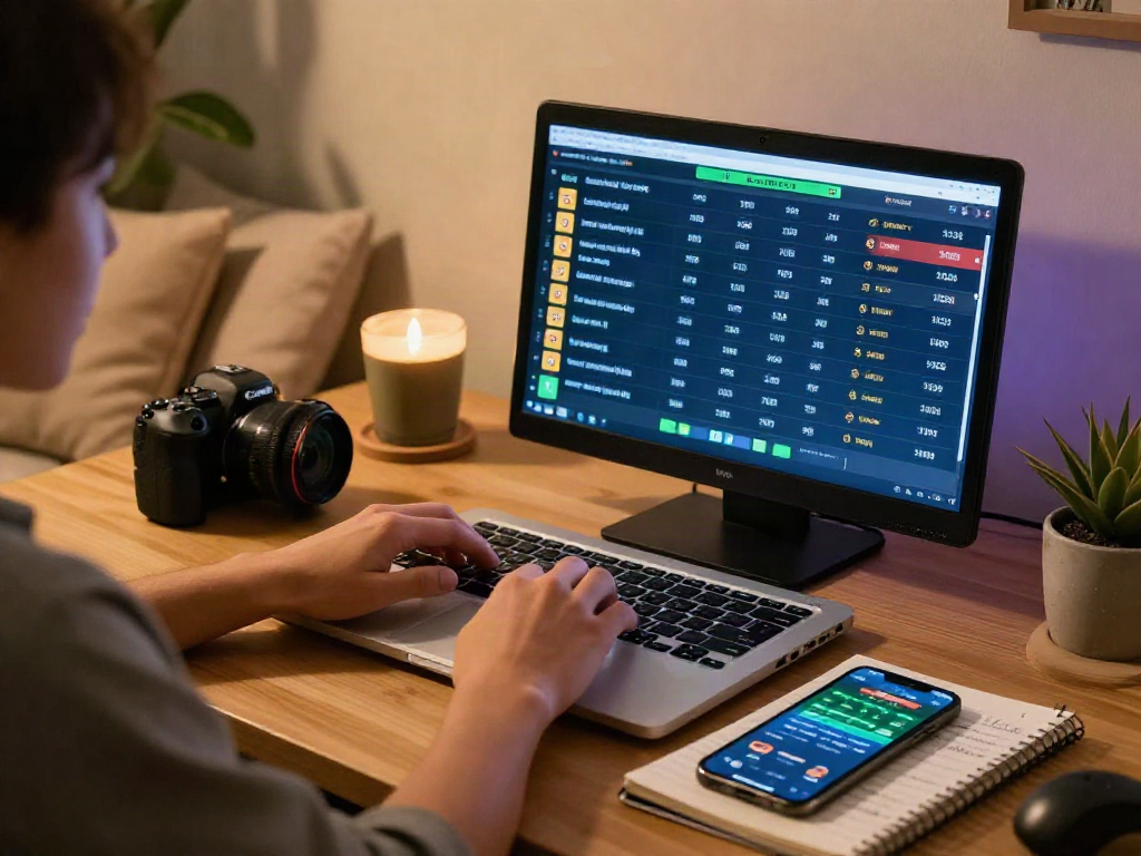 Engaging in online betting verification process with 토토사이트 검증 먹튀스팟 at a cozy home setup.