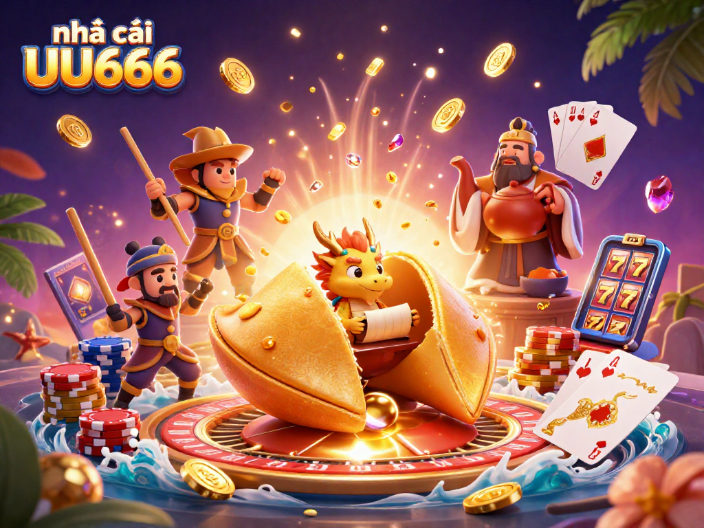 Play at nhà cái UU666 and enjoy casino thrills with golden fortune cookie characters and dynamic gaming elements.