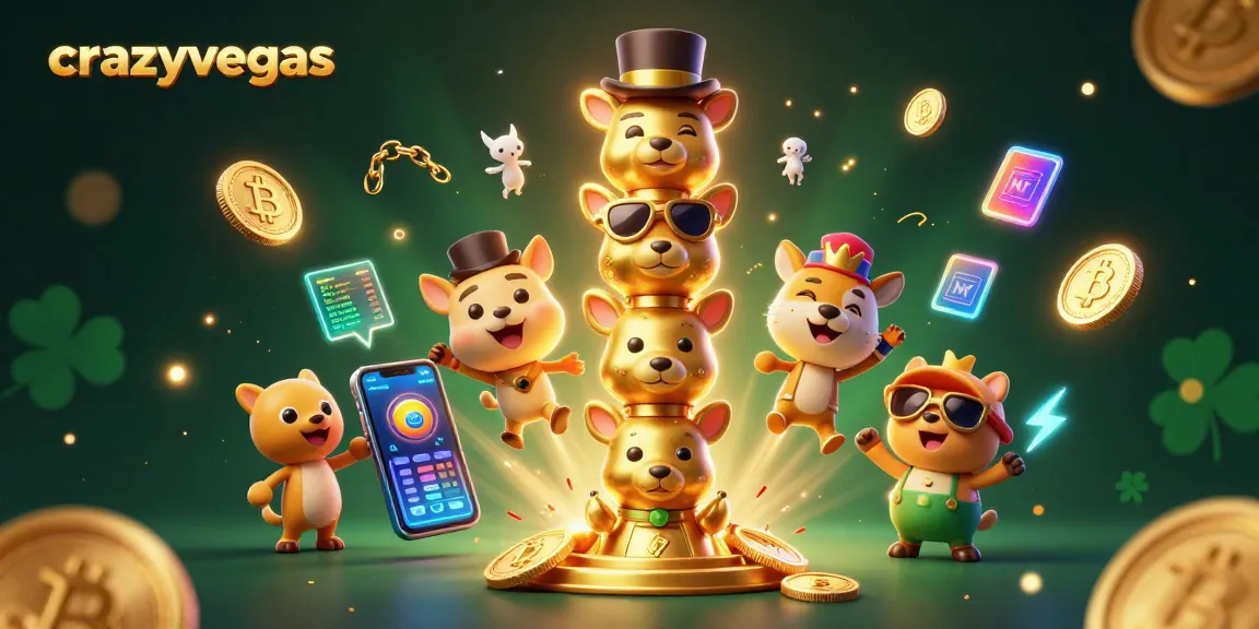 Play exciting casino games with crazyvegas as a golden totem and vibrant crypto elements shine brightly.