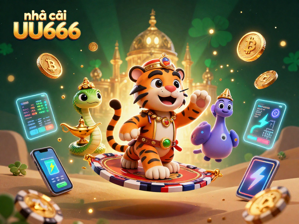 Experience excitement at nhà cái UU666 with a vibrant, colorful 3D casino illustration showcasing a magical environment.