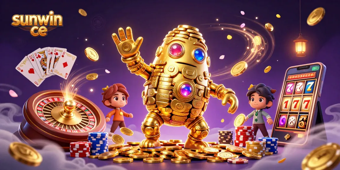 Experience thrilling wins with sunwin ce in this vibrant casino-themed illustration.