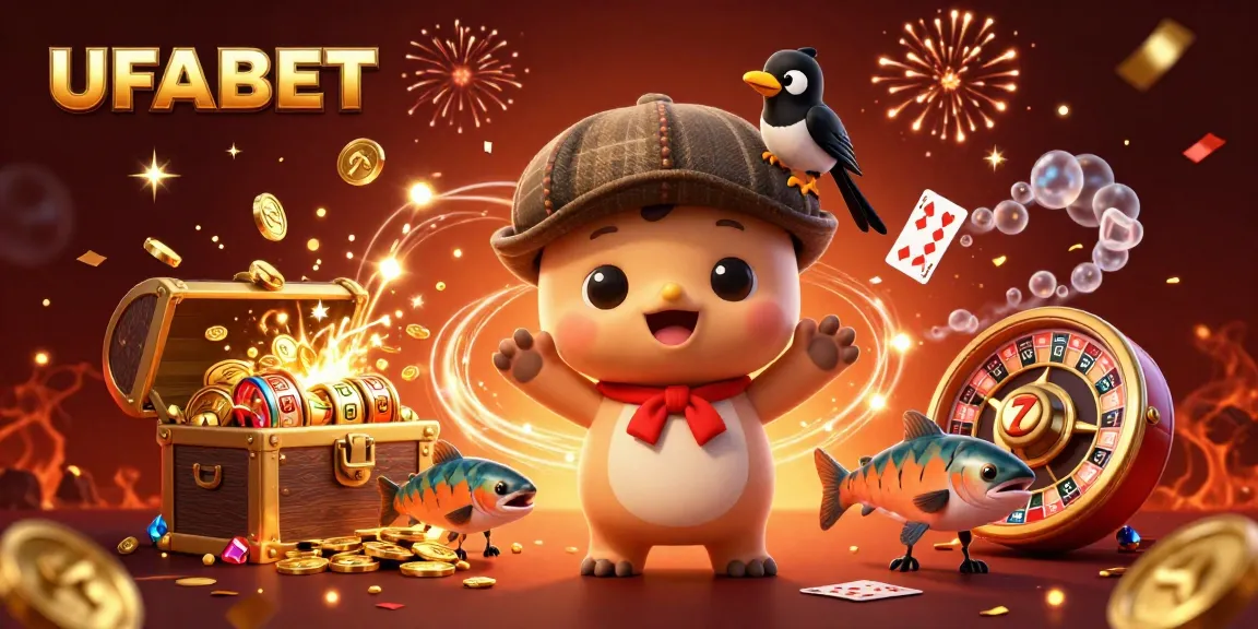 Experience thrilling slots and casino games with UFABET's vibrant underwater adventure illustration.