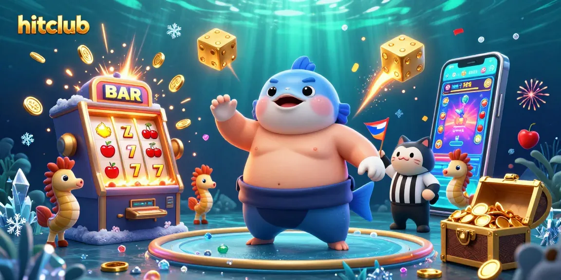 Engage with hitclub's thrilling underwater casino, featuring dynamic slot machines and lively characters.