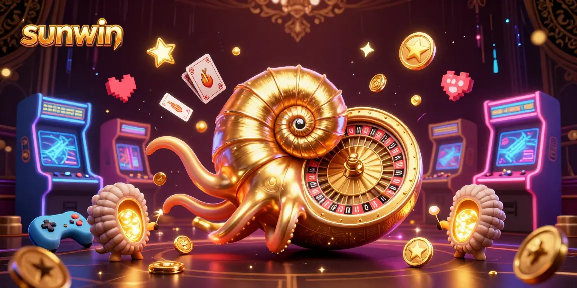 Engage with sunwin's thrilling casino experience illustrated with vibrant characters and dynamic game elements.