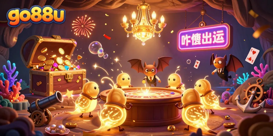 Experience thrilling games at go88u with glowing glowworms lighting up a vibrant cave casino.