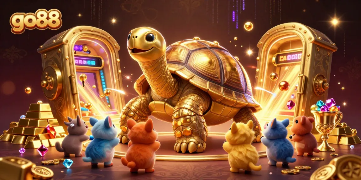 Join the excitement at go88 with a giant tortoise pinball machine, gems, and treasure!